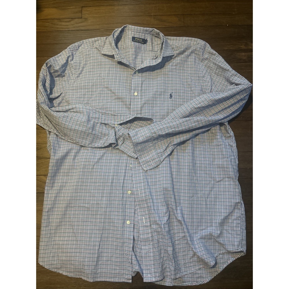Polo Ralph Lauren Plaid Button Down Shirt Mens XLT Long Sleeve Cotton Preppy